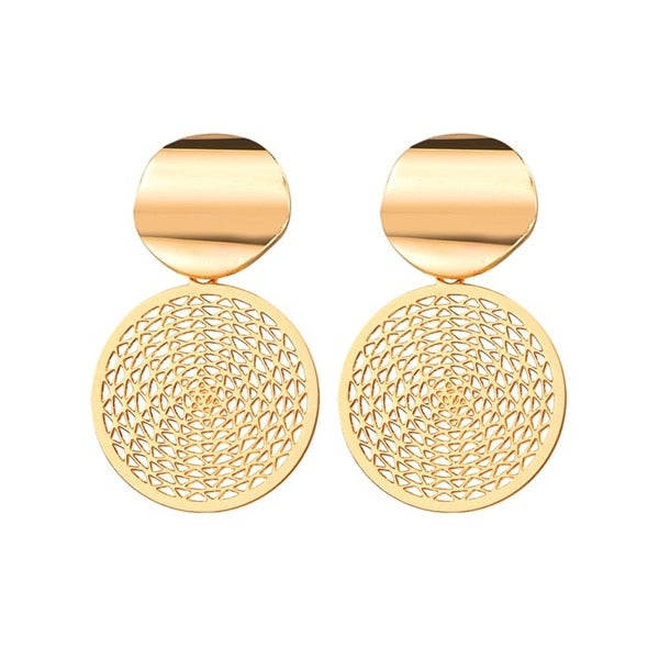 FNIO Fashion Vintage Earrings For Women Big Geometric Statement Gold Metal Drop Earrings 2020 Trendy Earings Jewelry Accessories