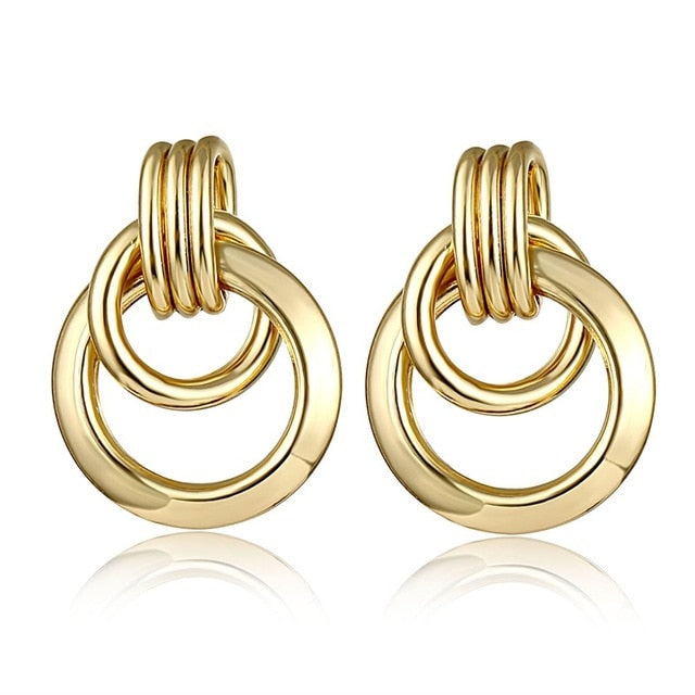 FNIO Fashion Vintage Earrings For Women Big Geometric Statement Gold Metal Drop Earrings 2020 Trendy Earings Jewelry Accessories