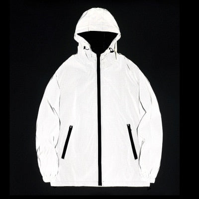 Hot Men's Full Reflective Jacket Light Hoodies Women Jackets Hip Hop Waterproof Windbreaker Hooded Streetwear Coats Man Oversize