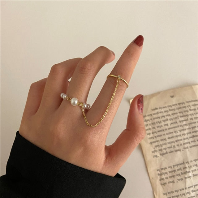 17KM Hiphop Gold Chain Rings Set For Women Girls Punk Geometric Simple Finger Rings 2021 Trend Jewelry Party