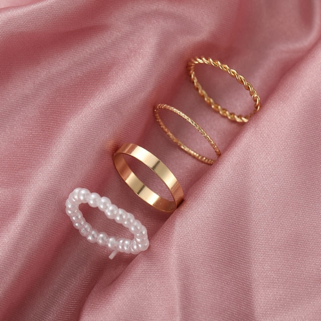 17KM Hiphop Gold Chain Rings Set For Women Girls Punk Geometric Simple Finger Rings 2021 Trend Jewelry Party