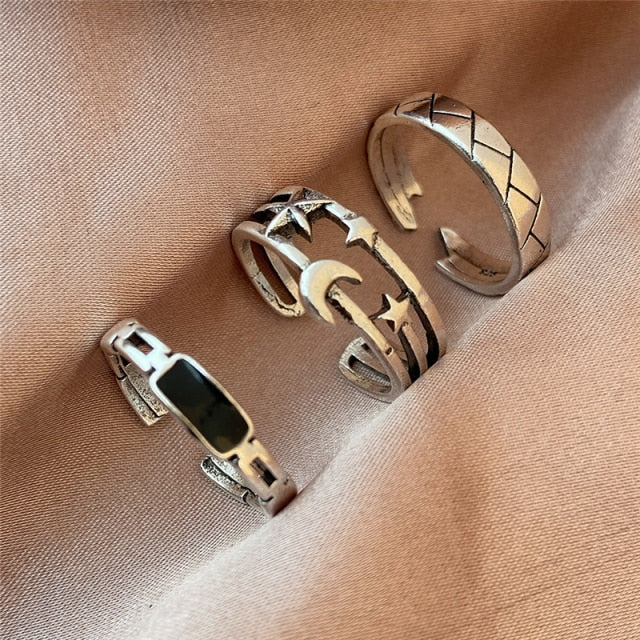 17KM Hiphop Gold Chain Rings Set For Women Girls Punk Geometric Simple Finger Rings 2021 Trend Jewelry Party