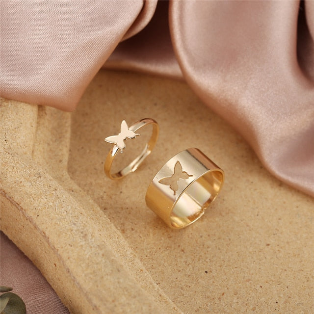 17KM Hiphop Gold Chain Rings Set For Women Girls Punk Geometric Simple Finger Rings 2021 Trend Jewelry Party