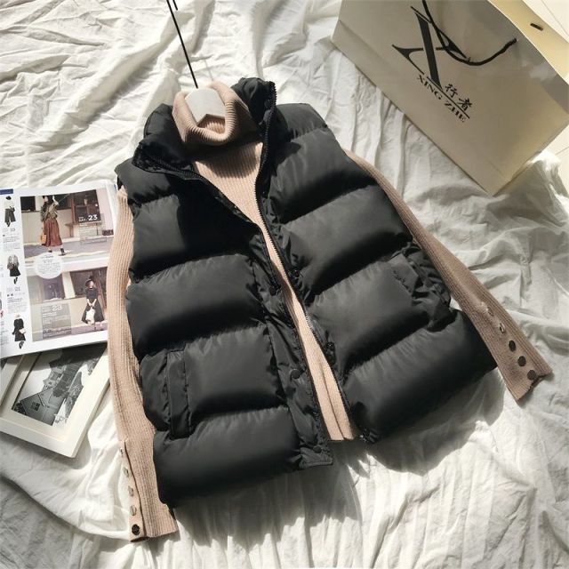 2021 Winter Cotton Down Vest Women Loose Waistcoat Bodywarm Jacket Cotton Padded Jacket Sleeveless Female Winter Waistcoat