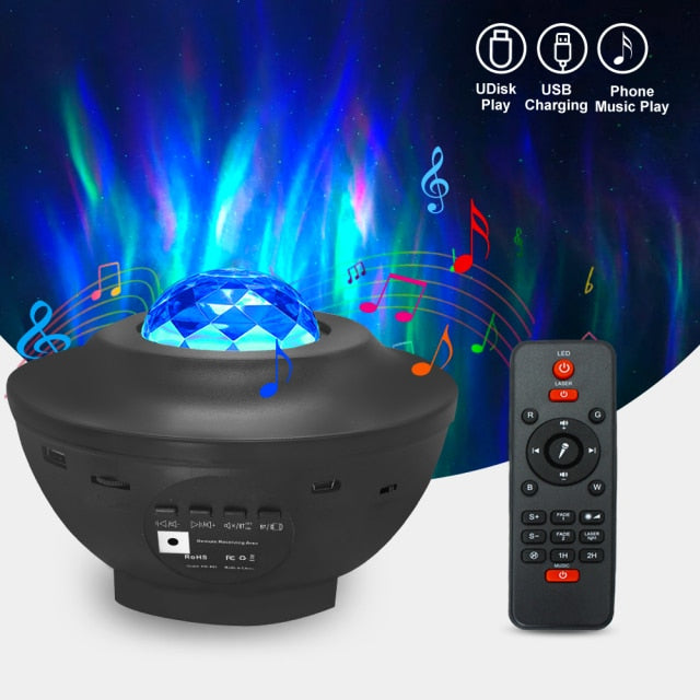 North Light Galaxy Starry Sky Projector Space Aurora Night Light Star Projector Nebula Moon Lamp with Bluetooth Music Speaker