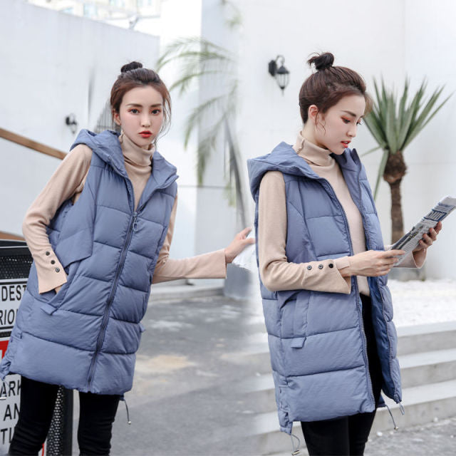 2021 New Autumn And Winter Women's Vest Loose Mid-Length Women's Waistcoat Large Size Women's Sleeveless Jacket