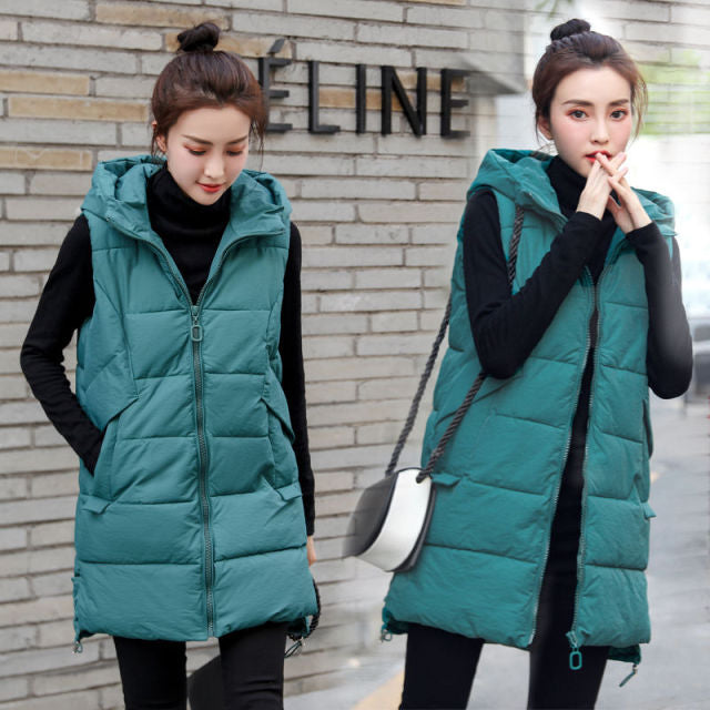 2021 New Autumn And Winter Women's Vest Loose Mid-Length Women's Waistcoat Large Size Women's Sleeveless Jacket